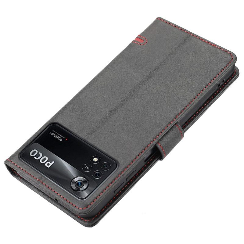 Nahkakotelo Poco X4 Pro 5G Line Leather Effect