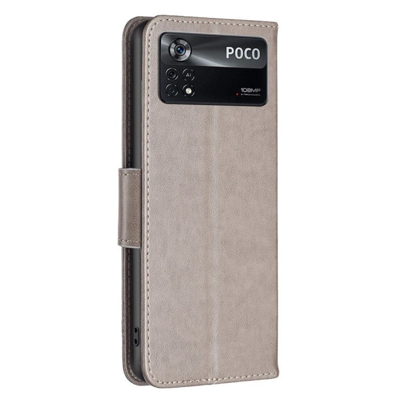 Nahkakotelo Poco X4 Pro 5G Suojaketju Kuori Strap Butterflies Print
