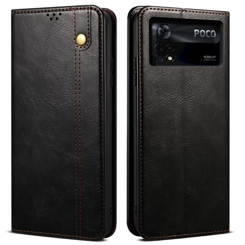 Puhelinkuoret Poco X4 Pro 5G Kotelot Flip Vahattua Tekonahkaa