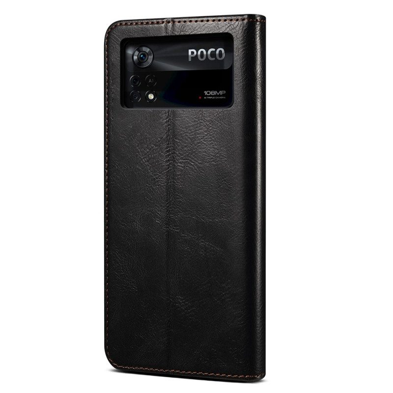 Puhelinkuoret Poco X4 Pro 5G Kotelot Flip Vahattua Tekonahkaa