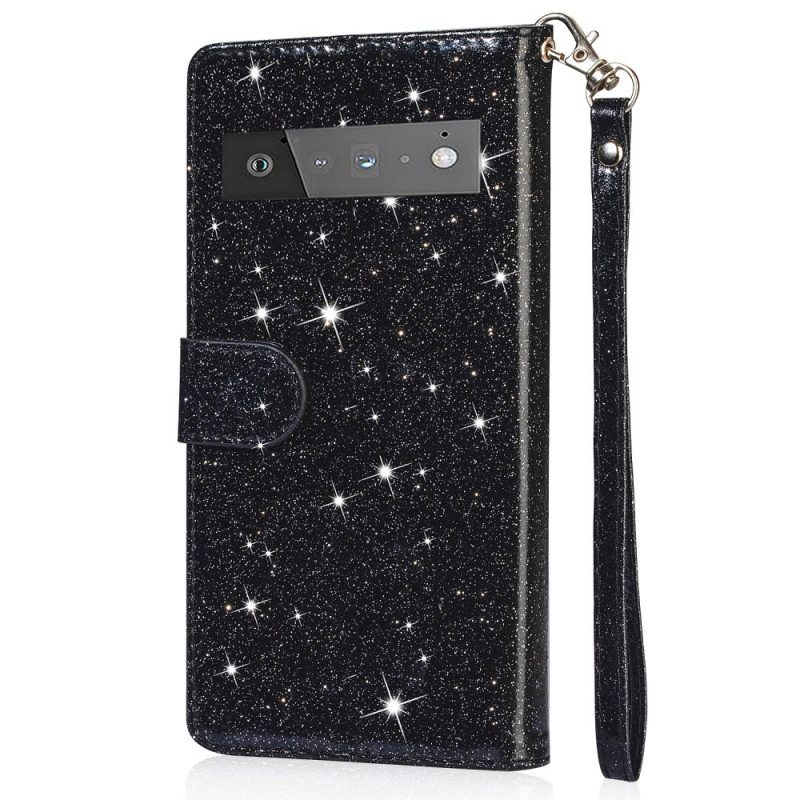 Flip Case Google Pixel 6 Glitter Kolikkopussi