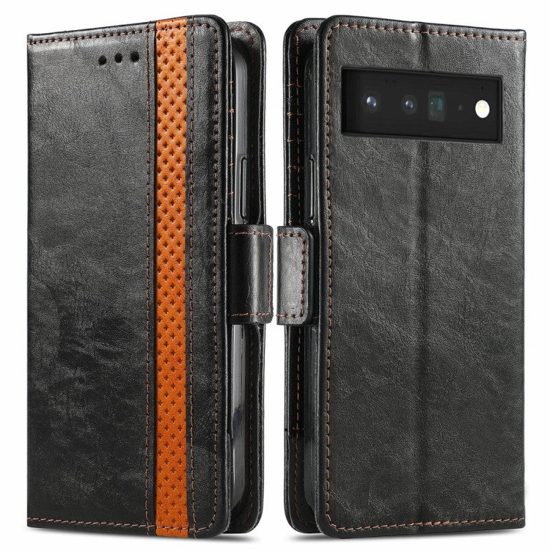 Flip Case Google Pixel 6 Kaksivärinen Kaksoislukkokoteloo