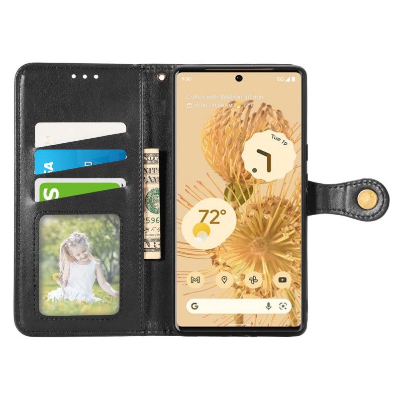 Flip Case Google Pixel 6 Keinonahkaa Ja Vintage-lukko