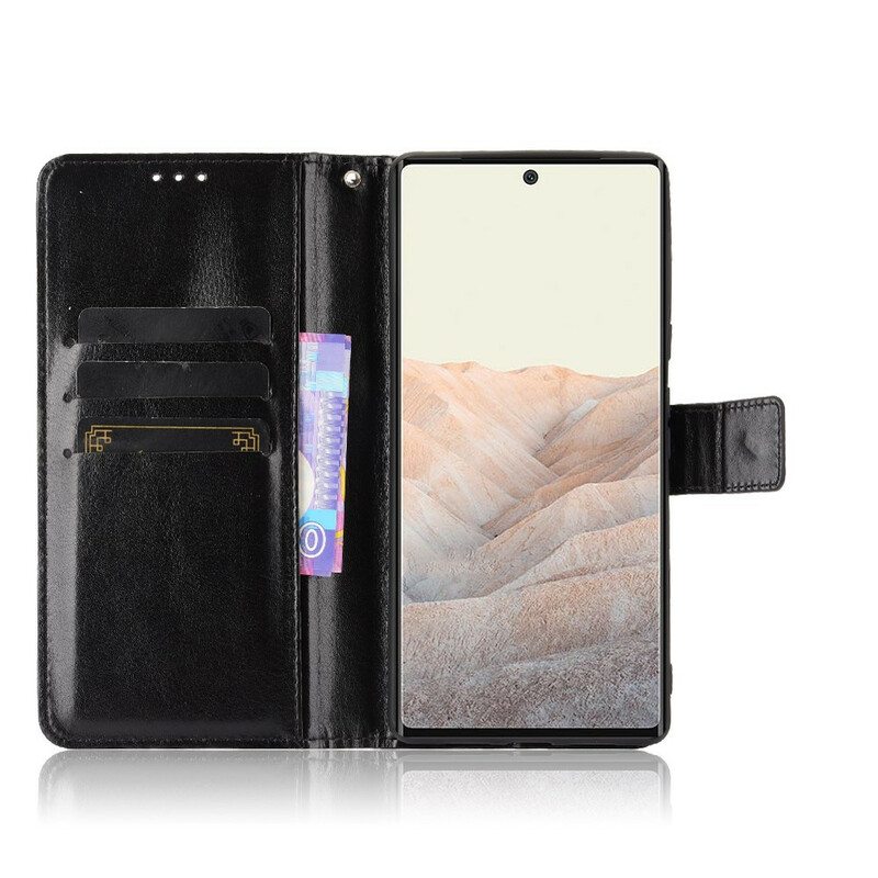 Flip Case Google Pixel 6 Näyttävä Keinonahka