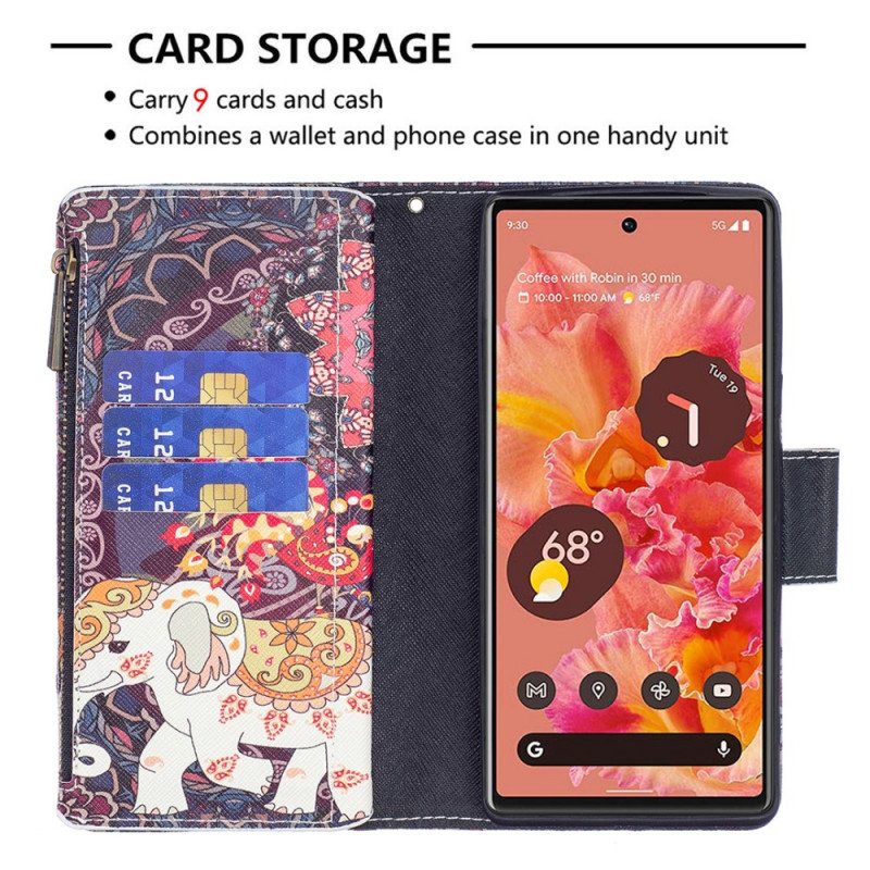 Kotelot Google Pixel 6 Elephant Vetoketjullinen Tasku