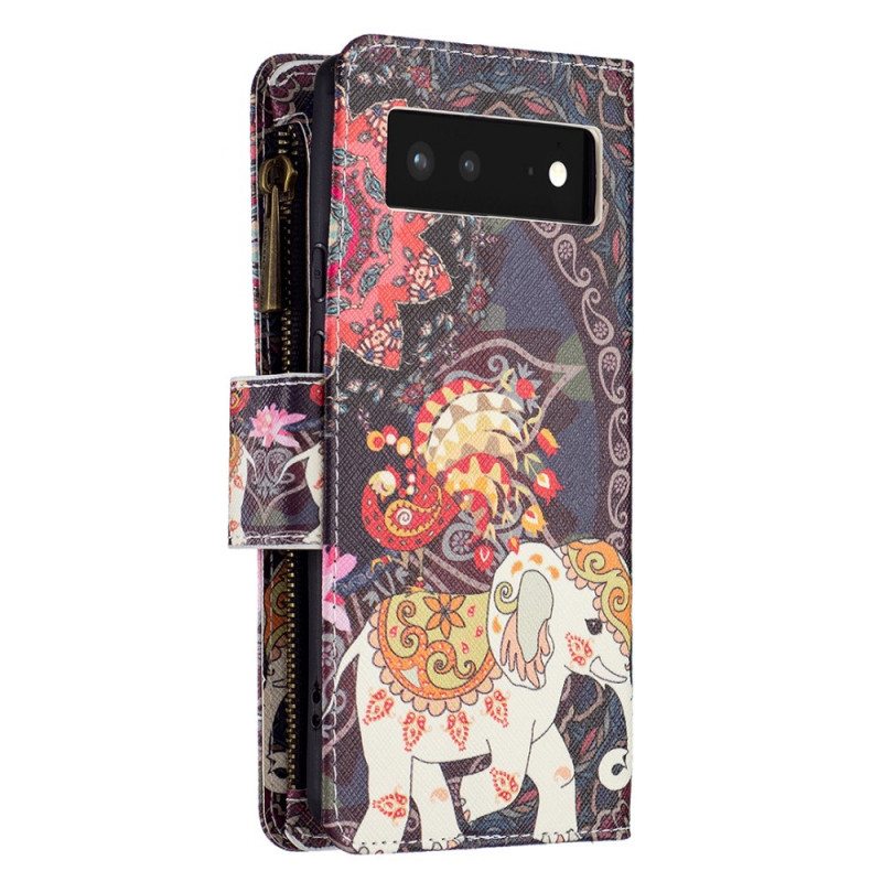 Kotelot Google Pixel 6 Elephant Vetoketjullinen Tasku