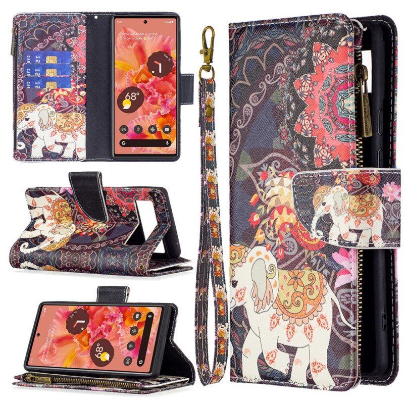 Kotelot Google Pixel 6 Elephant Vetoketjullinen Tasku