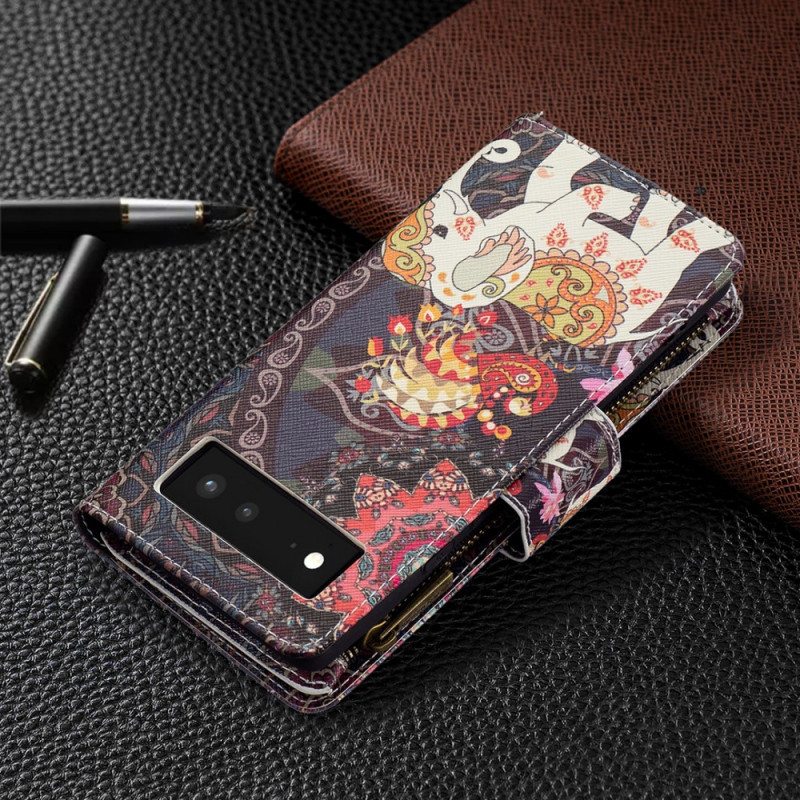 Kotelot Google Pixel 6 Elephant Vetoketjullinen Tasku