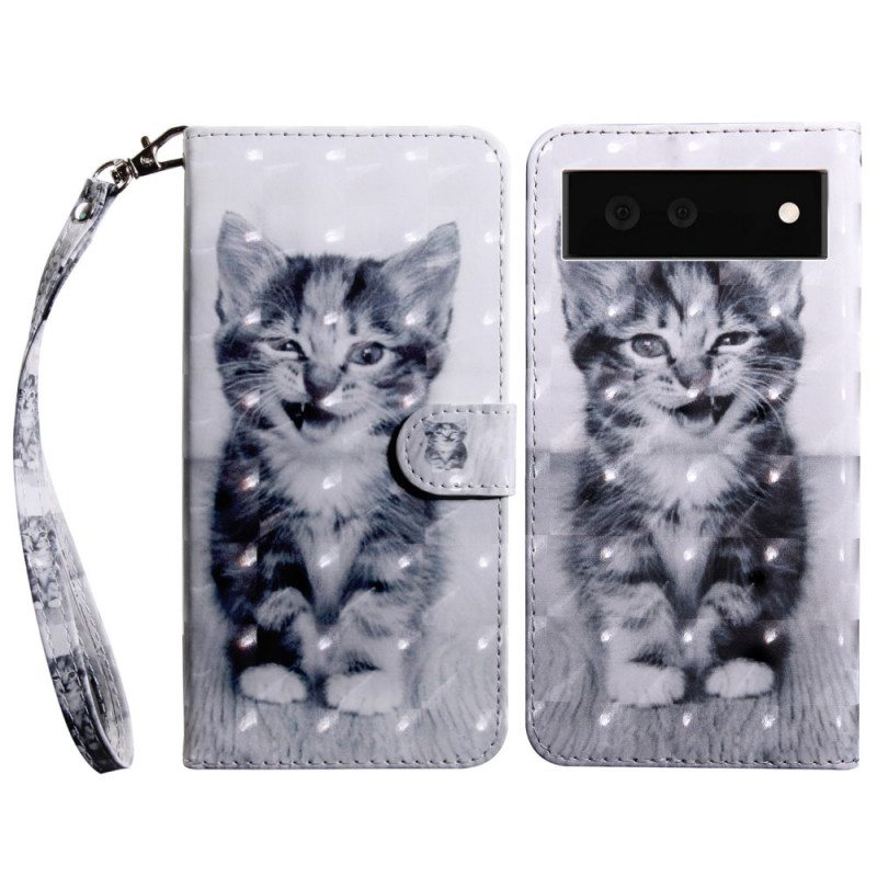 Kotelot Google Pixel 6 Mustavalkoinen Kissa