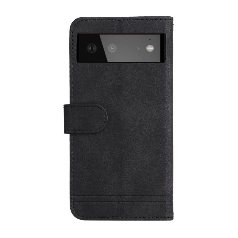 Nahkakotelo Google Pixel 6 Keinonahkainen Niitti Ja Hihna