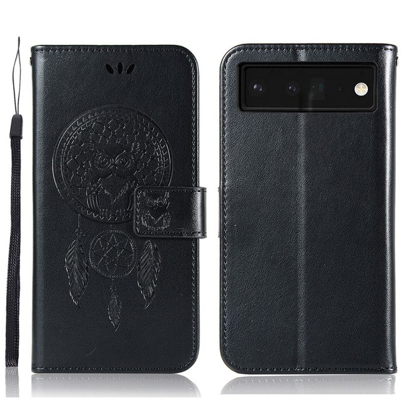 Nahkakotelo Google Pixel 6 Nahkaefekti Dreamcatcher Owl