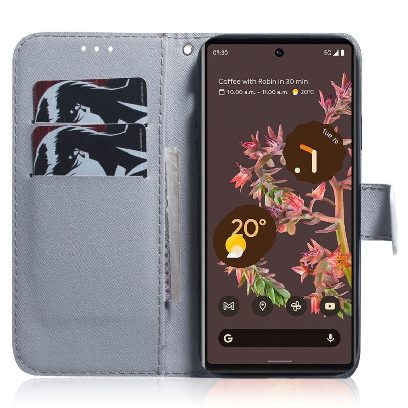 Nahkakotelo Google Pixel 6 Pöllöjen Maalaus