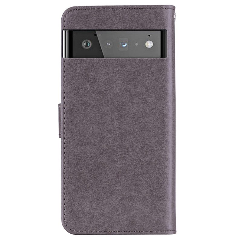 Nahkakotelo Google Pixel 6 Pöllömandala Ja Kaulanauha