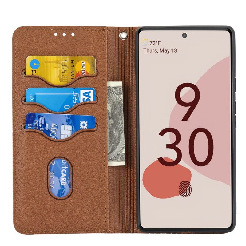 Nahkakotelo Google Pixel 6 Suojaketju Kuori Strappy Woven Leather Style