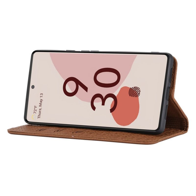 Nahkakotelo Google Pixel 6 Suojaketju Kuori Strappy Woven Leather Style