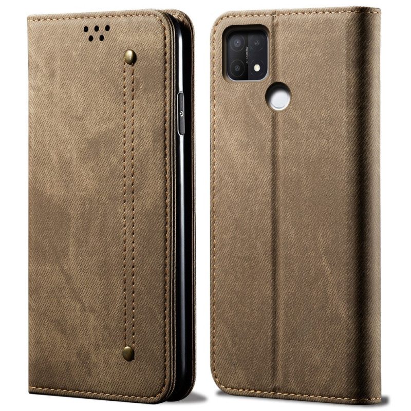 Puhelinkuoret Oppo A15 Kotelot Flip Denim Kangas