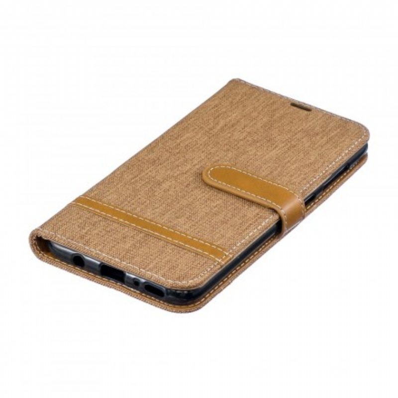 Flip Case Samsung Galaxy A70 Suojaketju Kuori Kangas- Ja Nahkaefektihihna