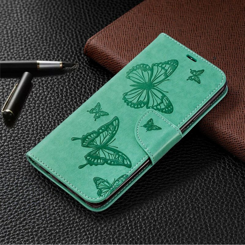 Kotelot Samsung Galaxy A70 Perhosia Lennossa Lanyardin Kanssa
