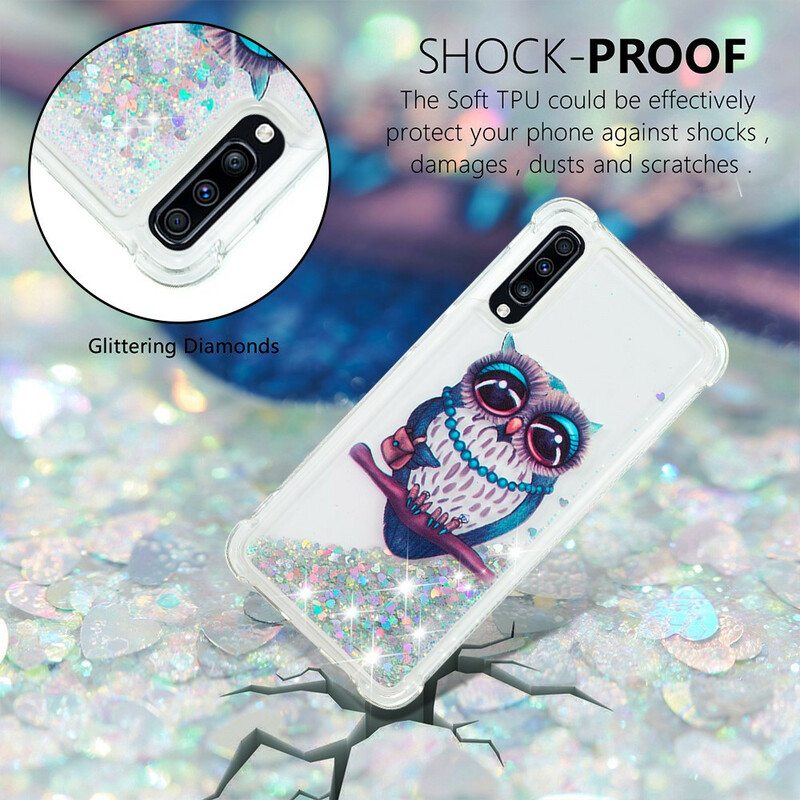 Kuori Samsung Galaxy A70 Neiti Owl Sequins