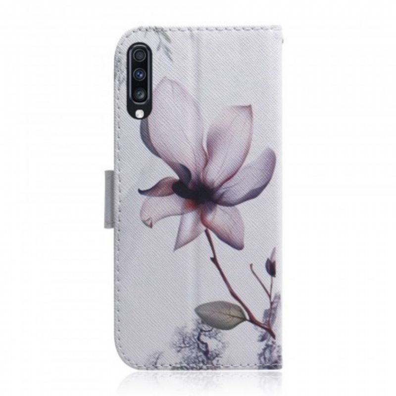 Nahkakotelo Samsung Galaxy A70 Flower Dusty Pink