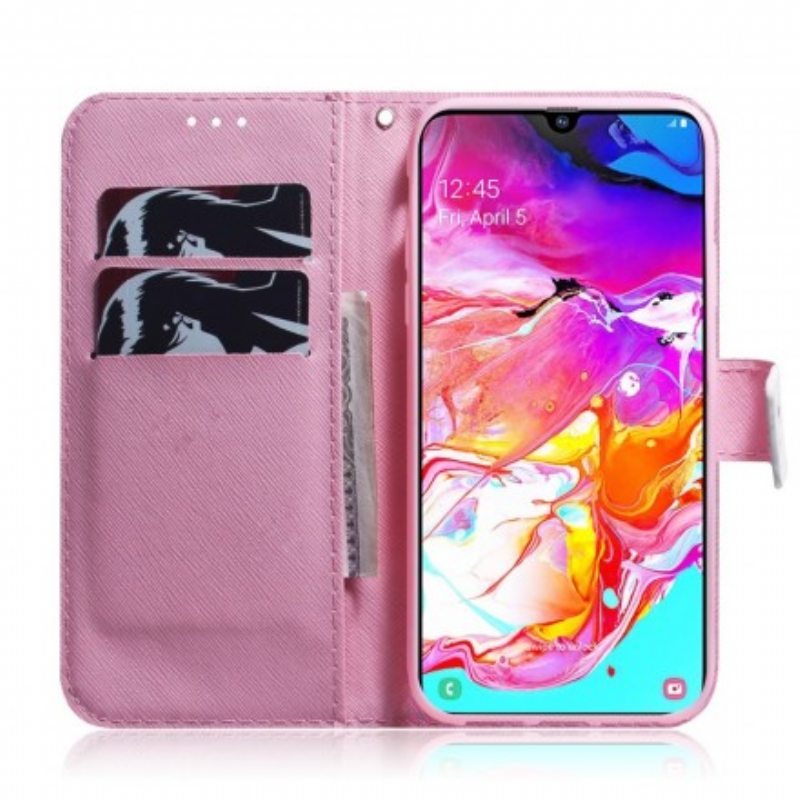 Nahkakotelo Samsung Galaxy A70 Flower Dusty Pink