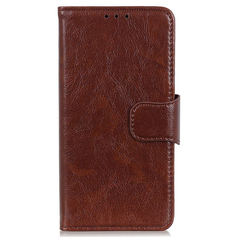 Flip Case Samsung Galaxy A03 Core Halkaistu Nappan Nahka