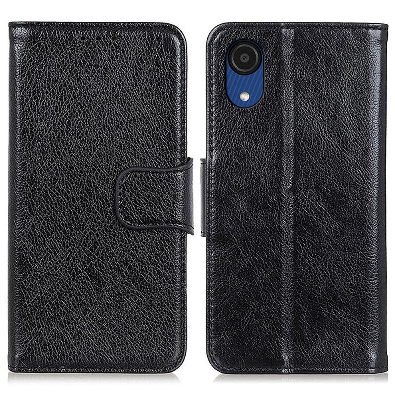 Flip Case Samsung Galaxy A03 Core Halkaistu Nappan Nahka