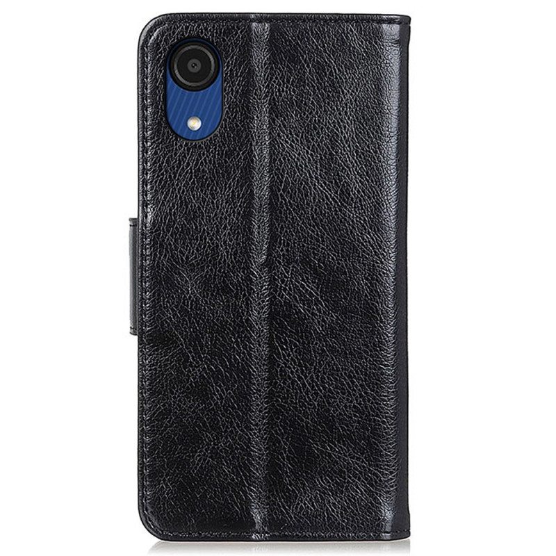 Flip Case Samsung Galaxy A03 Core Halkaistu Nappan Nahka
