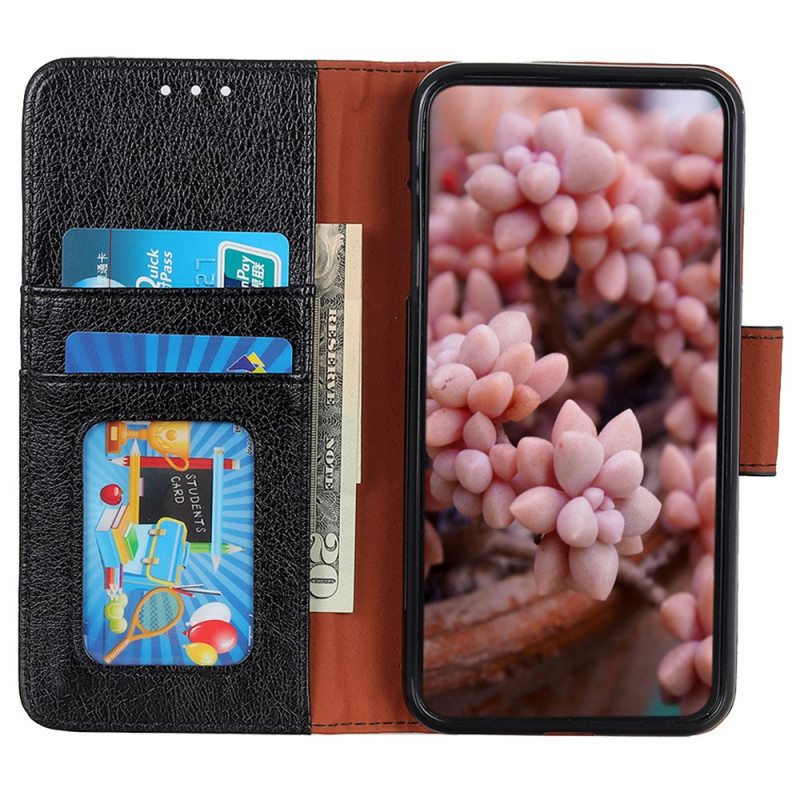 Flip Case Samsung Galaxy A03 Core Halkaistu Nappan Nahka