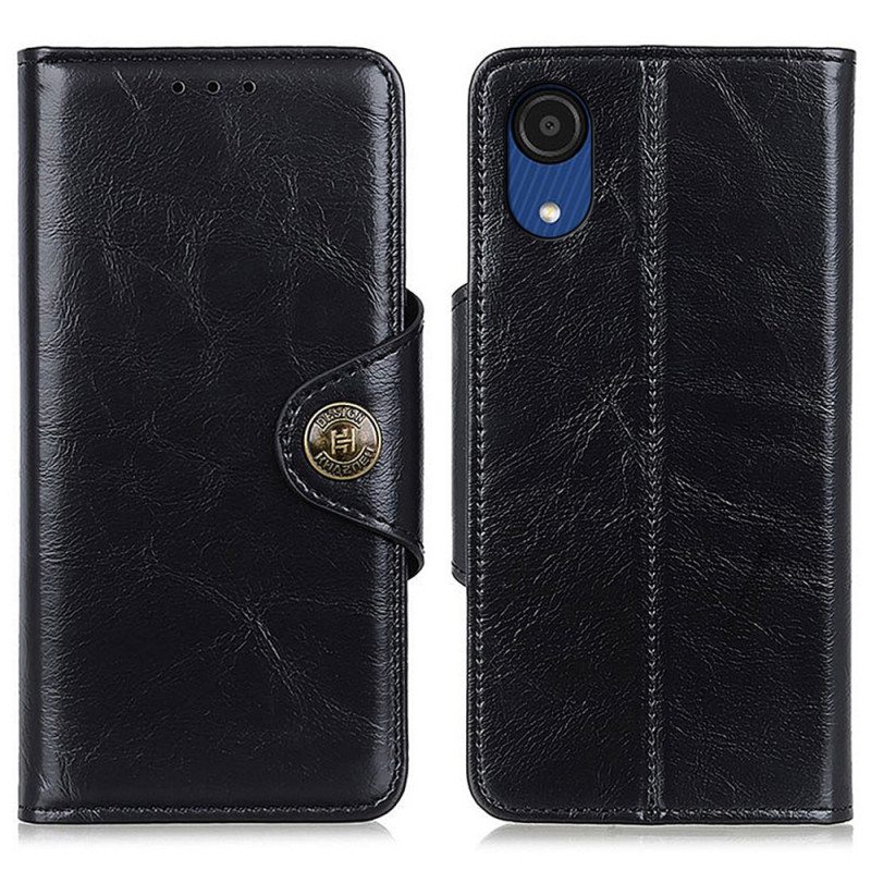 Flip Case Samsung Galaxy A03 Core Kiiltävä Keinonahkainen Nappi