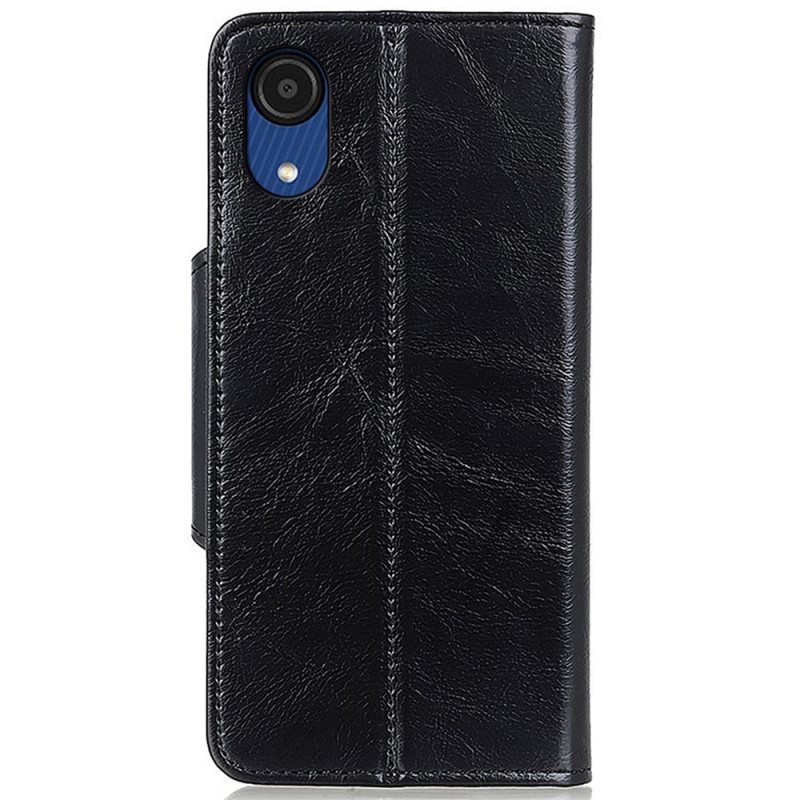 Flip Case Samsung Galaxy A03 Core Kiiltävä Keinonahkainen Nappi