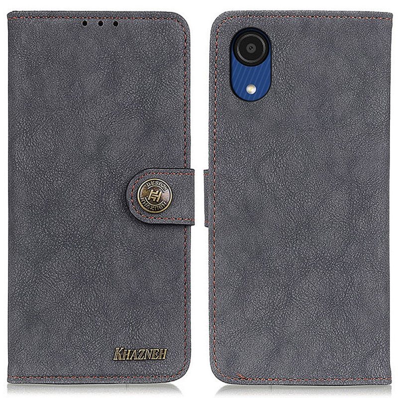 Nahkakotelo Samsung Galaxy A03 Core Khazneh Retro Haljasnahka