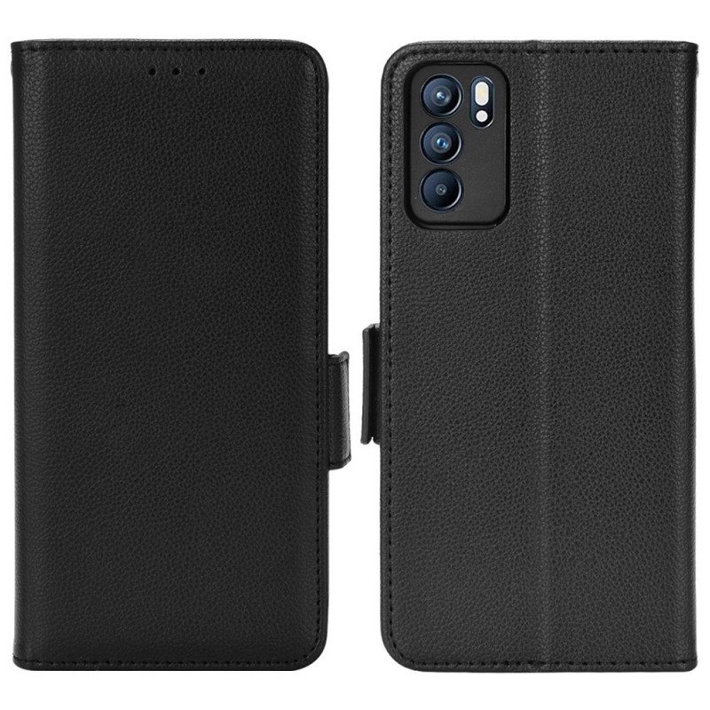 Kotelot Oppo Reno 6 5G Flap Double Uusia Värejä