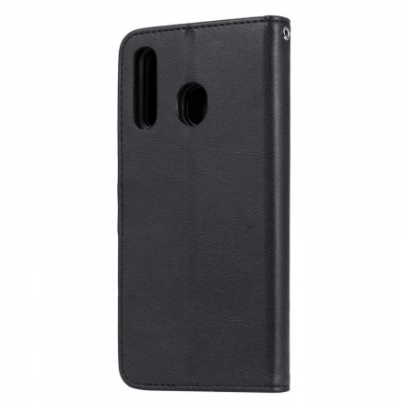 Flip Case Samsung Galaxy A50 Suojaketju Kuori Strappy Leather Effect