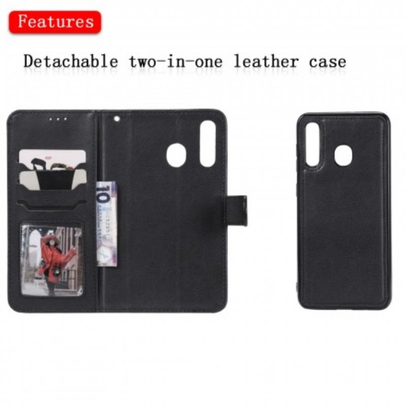 Flip Case Samsung Galaxy A50 Suojaketju Kuori Strappy Leather Effect