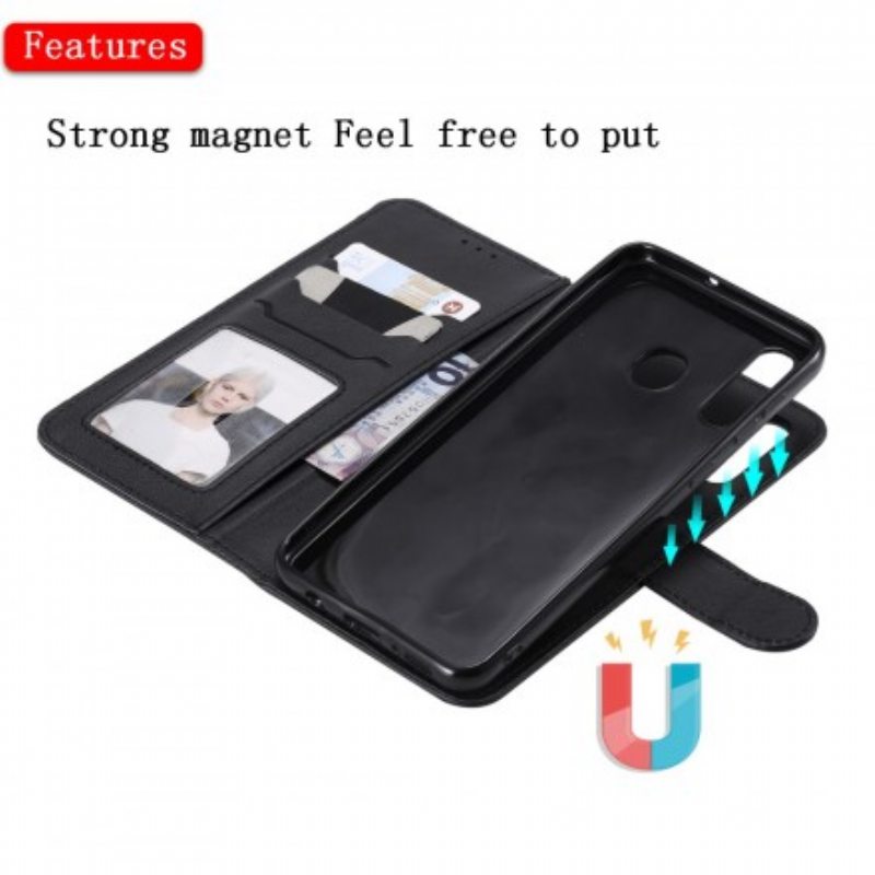 Flip Case Samsung Galaxy A50 Suojaketju Kuori Strappy Leather Effect