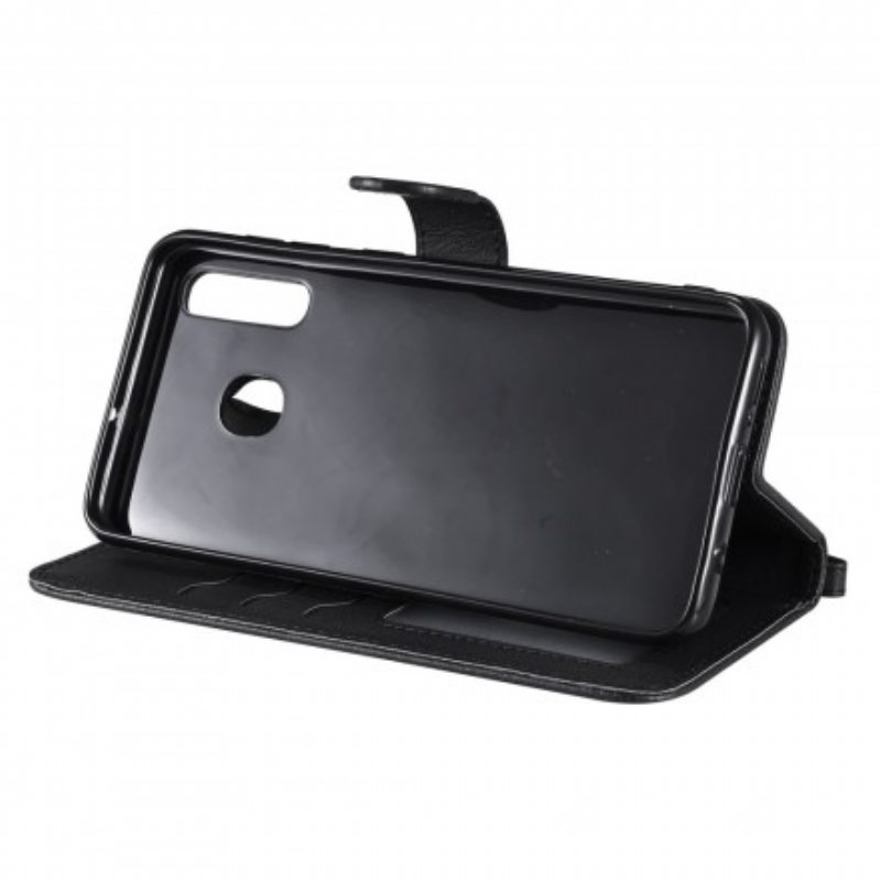 Flip Case Samsung Galaxy A50 Suojaketju Kuori Strappy Leather Effect