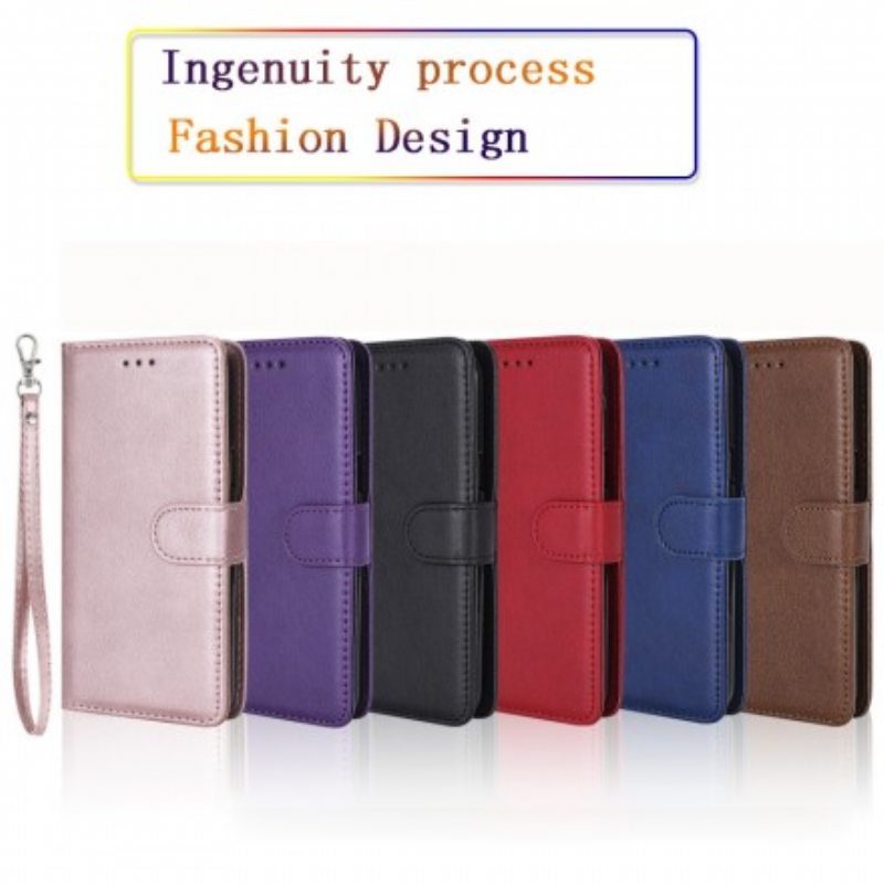 Flip Case Samsung Galaxy A50 Suojaketju Kuori Strappy Leather Effect