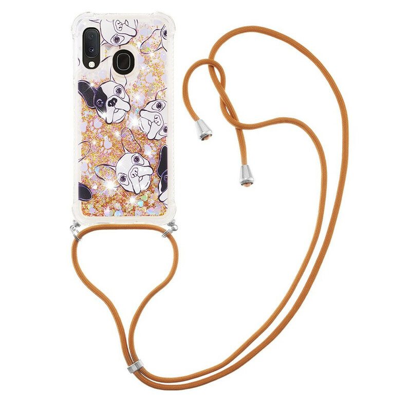 Case Samsung Galaxy A20e Kiristysnyörillä Paljetti Kiristysnyöri Koirat