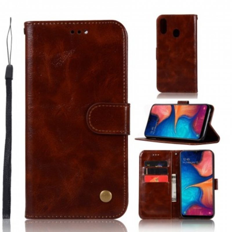 Kotelot Samsung Galaxy A20e Suojaketju Kuori Strappy Vintage-nahkaefekti