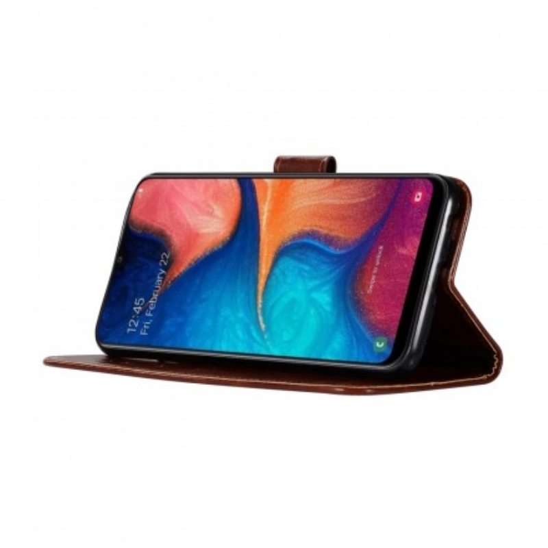 Kotelot Samsung Galaxy A20e Suojaketju Kuori Strappy Vintage-nahkaefekti