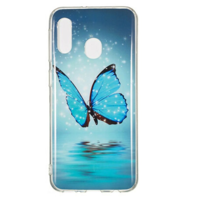 Kuori Samsung Galaxy A20e Fluoresoiva Sininen Perhonen