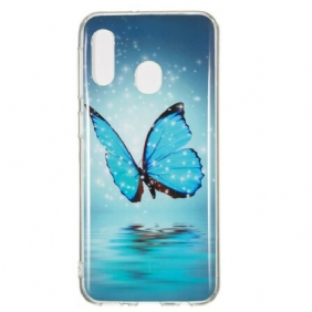Kuori Samsung Galaxy A20e Fluoresoiva Sininen Perhonen