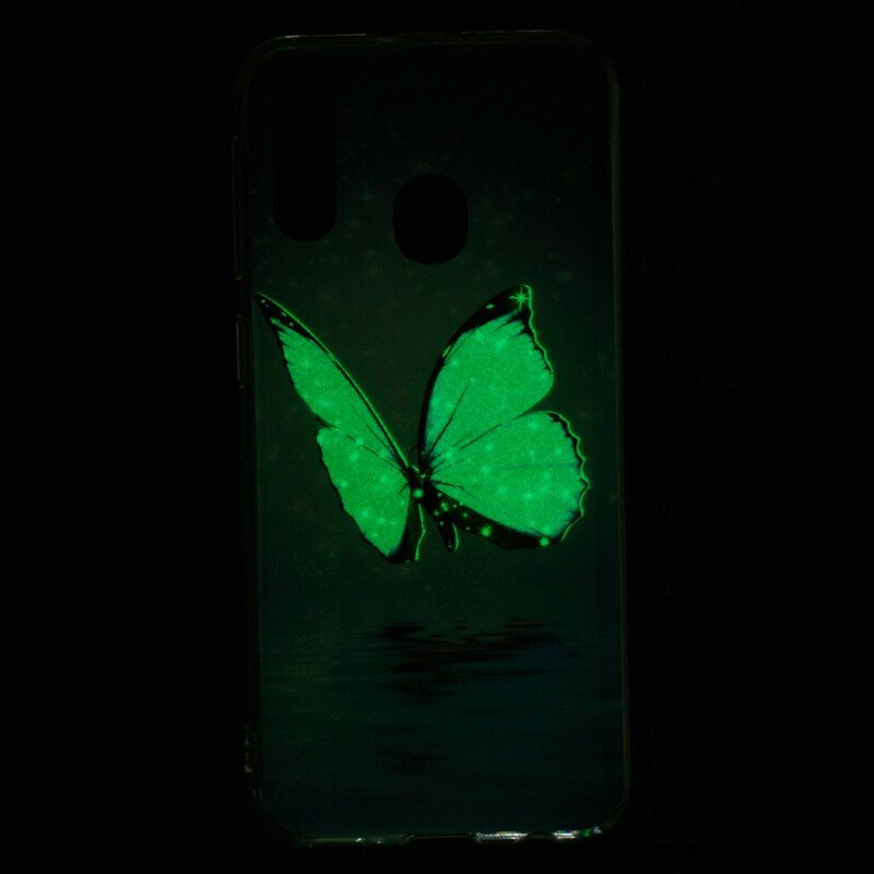 Kuori Samsung Galaxy A20e Fluoresoiva Sininen Perhonen