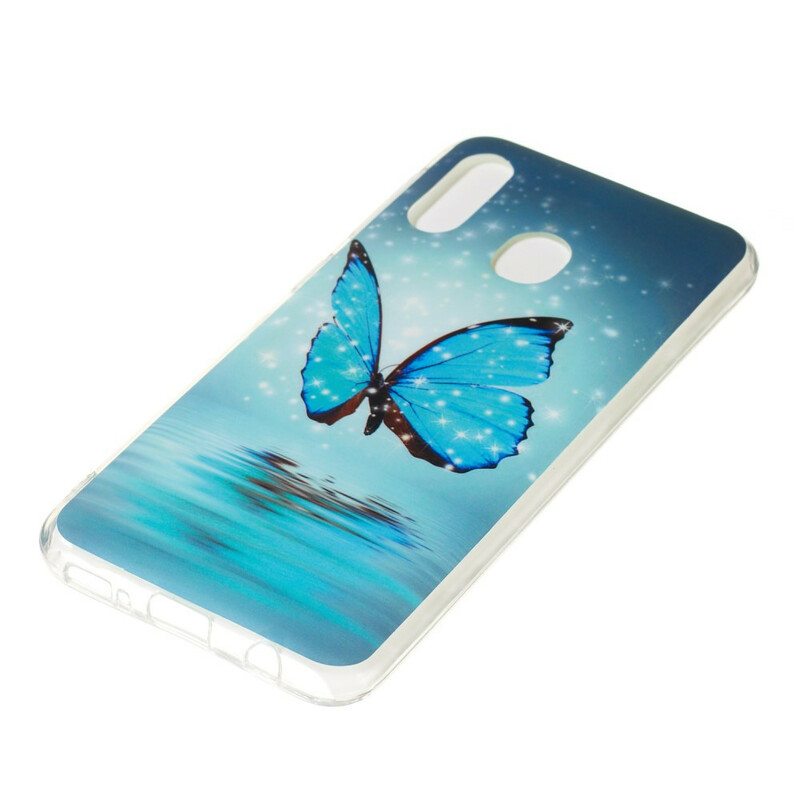 Kuori Samsung Galaxy A20e Fluoresoiva Sininen Perhonen