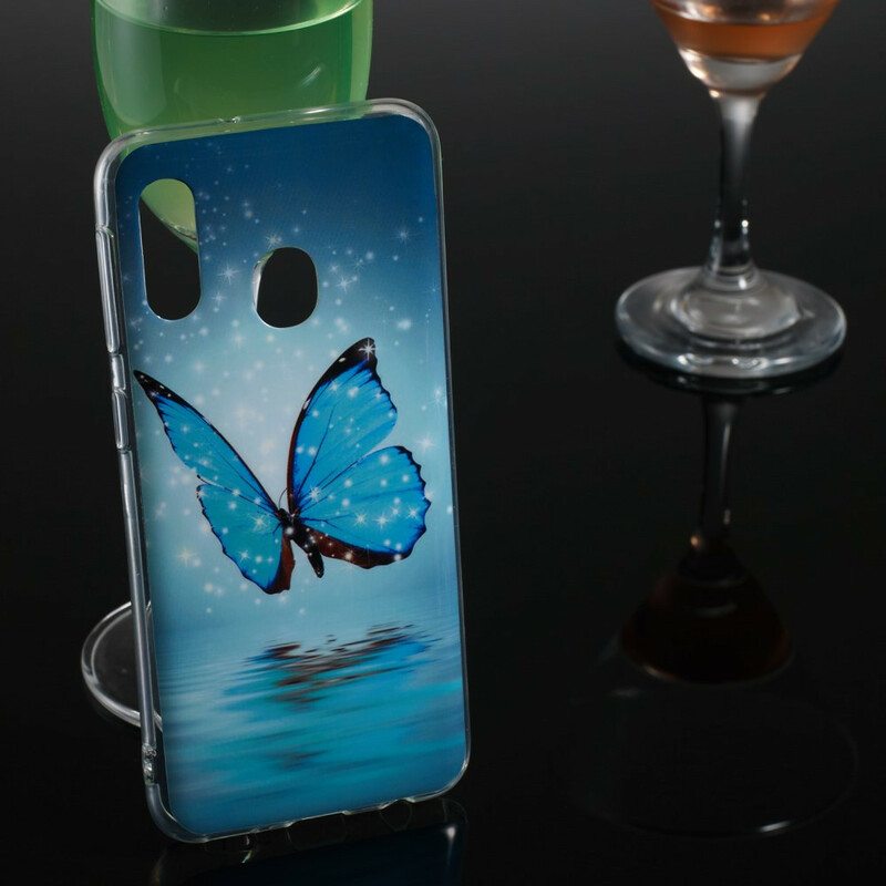 Kuori Samsung Galaxy A20e Fluoresoiva Sininen Perhonen
