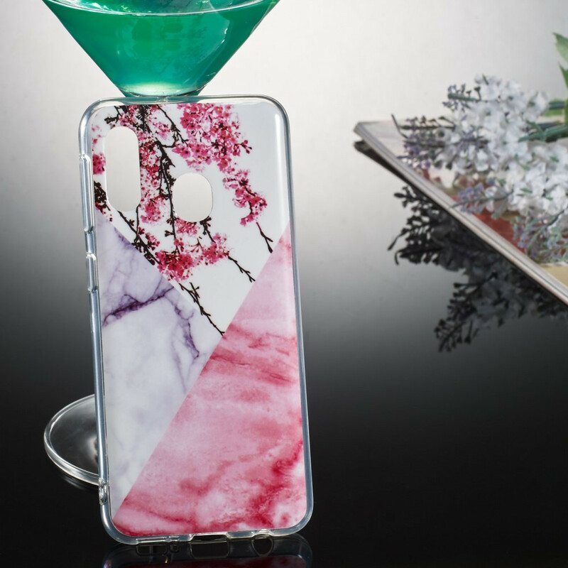 Kuori Samsung Galaxy A20e Marmoroitu Luumukukka