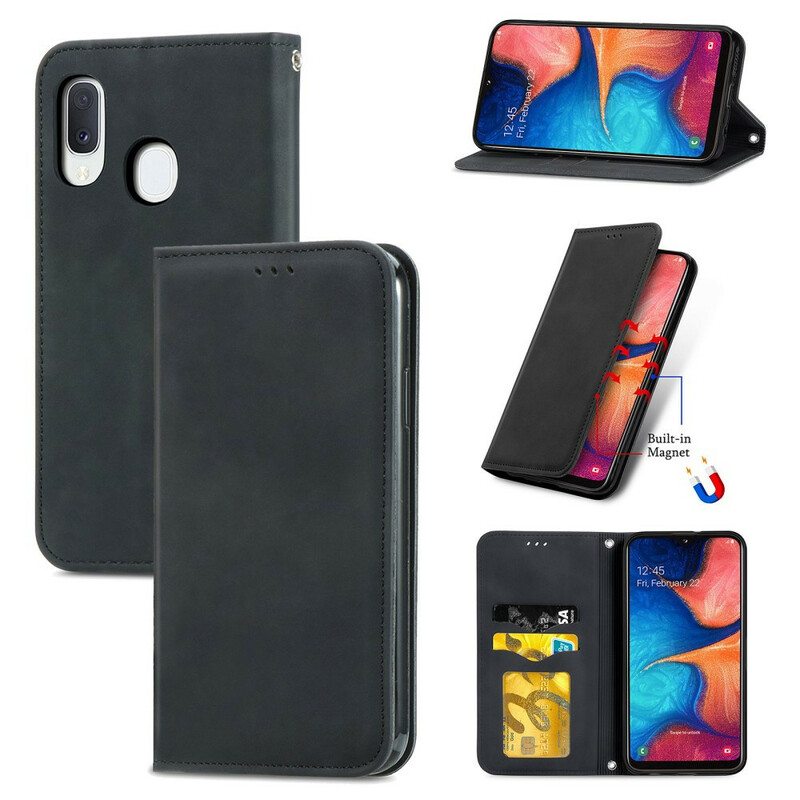 Puhelinkuoret Samsung Galaxy A20e Kotelot Flip Vintage Keinonahkaa