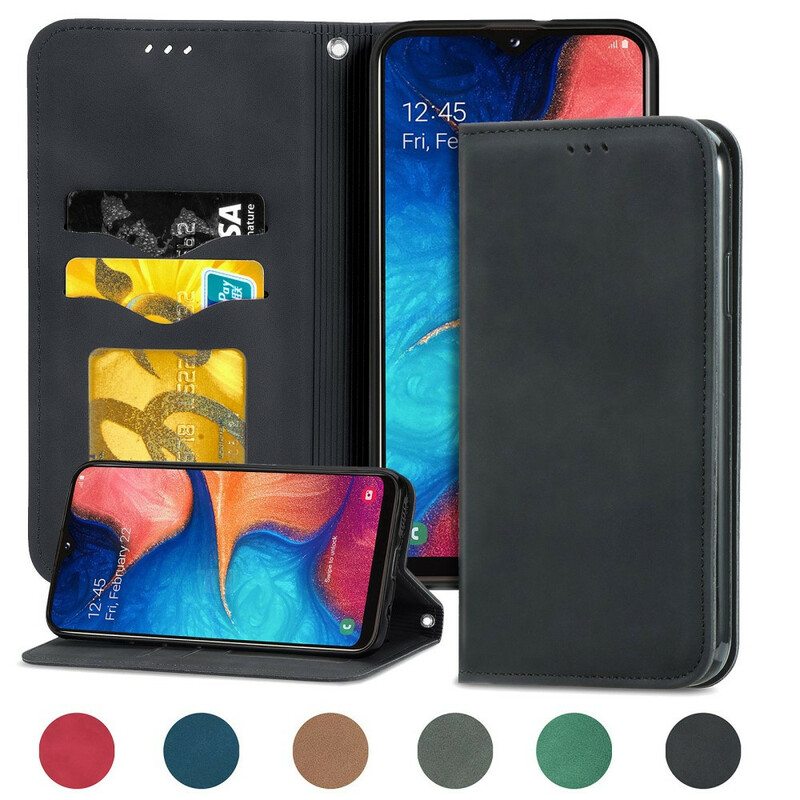 Puhelinkuoret Samsung Galaxy A20e Kotelot Flip Vintage Keinonahkaa