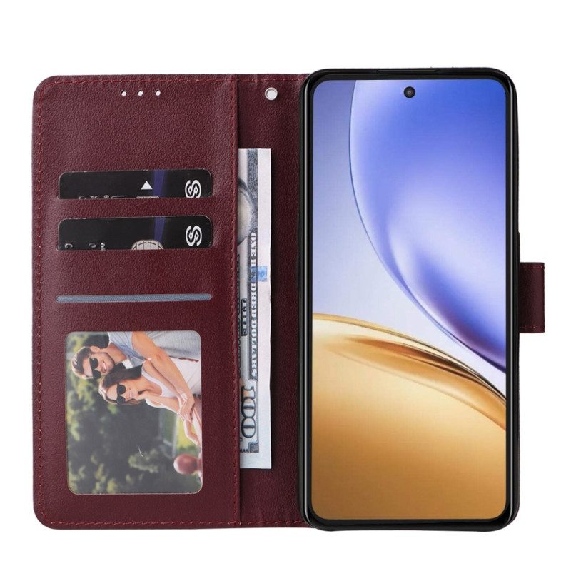 Nahkakotelo Realme 14t 5g Yksivärinen Hihna